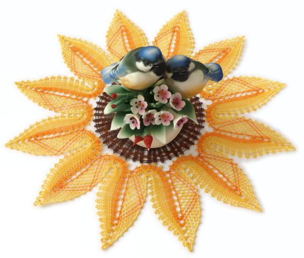 581 Klöppelbrief Blütendeckchen "Sonnenblume"